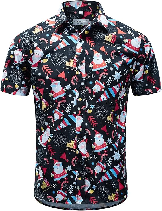 2025 Santa Hawaiian Christmas Shirt - Holiday Button Down for Vacation – Moonbestprint