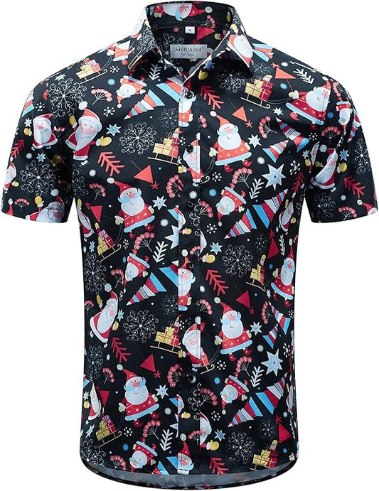 2025 Santa Hawaiian Christmas Shirt - Holiday Button Down for Vacation – Moonbestprint