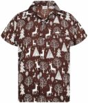2025 Christmas Santa Tree and Reindeer Hawaiian Shirt Brown – Moonbestprint