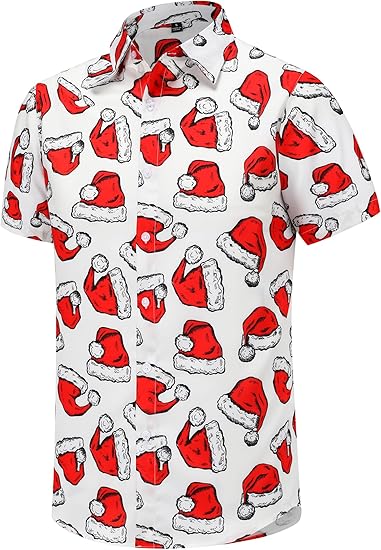 2025 Christmas Simple White Santa Hat Hawaiian Shirt – Moonbestprint