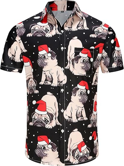 2025 Christmas Tropical Dog in Santa Hat Hawaiian Shirt – Moonbestprint