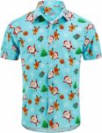 2025 Men’s Christmas Hawaiian Shirt – Santa Print Button Down Holiday Top – Moonbestprint