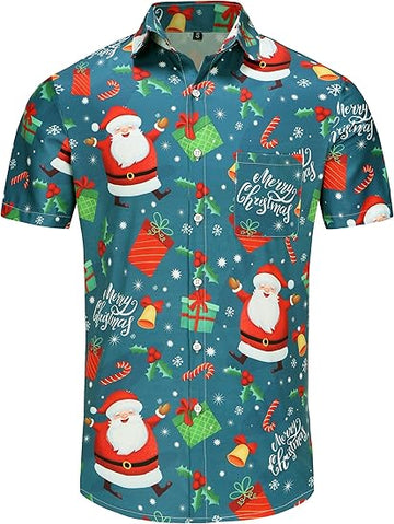 2026 Christmas Cheerful Holiday Pattern Hawaiian Shirt - Moonbestprint
