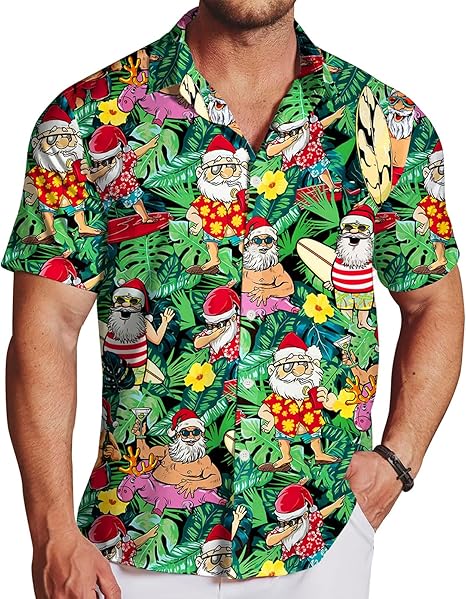 2026 Christmas Tropical Holiday Santa Hawaiian Shirt - Moonbestprint