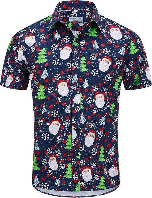 2026 Christmas Hawaiian Shirt – Santa Print Holiday Button Down - Moonbestprint