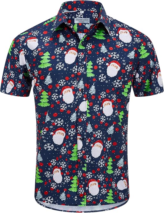 2025 Christmas Hawaiian Shirt – Santa Print Holiday Button Down – Moonbestprint
