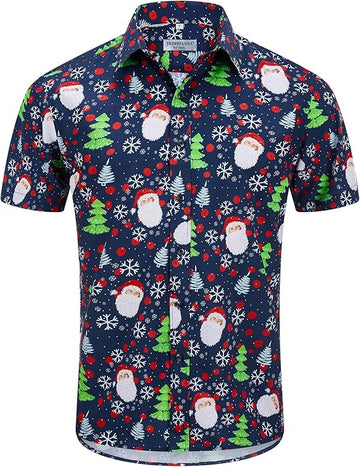 2025 Christmas Hawaiian Shirt – Santa Print Holiday Button Down – Moonbestprint