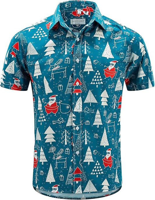 2026 Santa Hawaiian Shirt – Casual Christmas Vacation Button Down - Moonbestprint