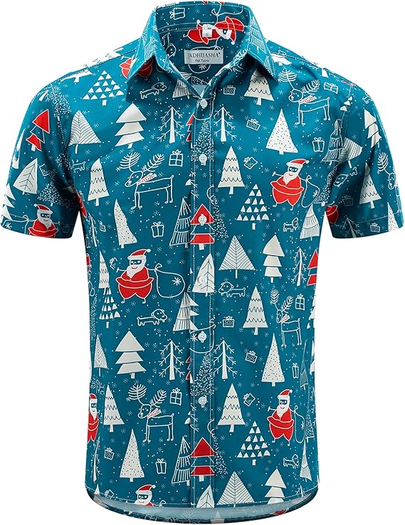2025 Santa Hawaiian Shirt – Casual Christmas Vacation Button Down – Moonbestprint