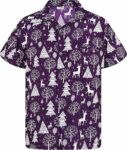 2025 Christmas Santa Tree and Reindeer Hawaiian Shirt Purple – Moonbestprint