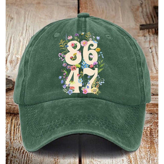 86 47 Flowers Print Hat -Moonbestprint