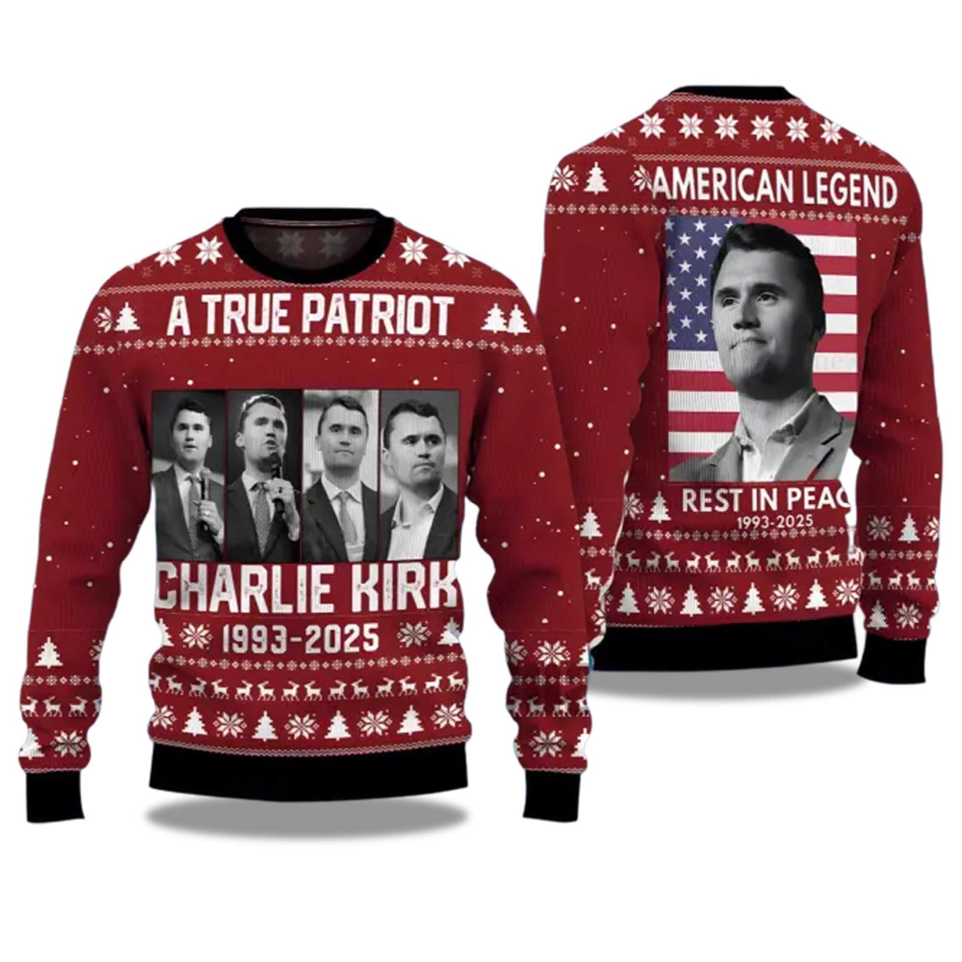 2026 A True Patriot Charlie Kirk 1993- Ugly Christmas Sweater Moonbestprint