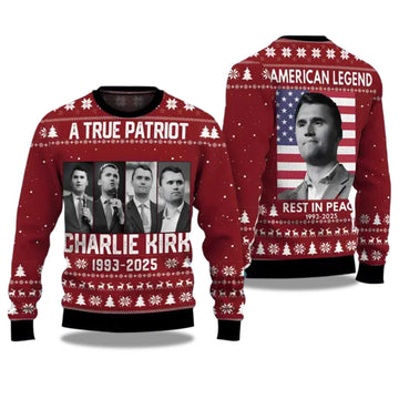 2026 A True Patriot Charlie Kirk 1993- Ugly Christmas Sweater Moonbestprint