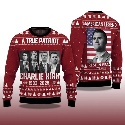 2026 A True Patriot Charlie Kirk 1993- Ugly Christmas Sweater Moonbestprint