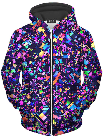 8-Bit Confetti Unisex Zip-Up Hoodie -Moonbestprint