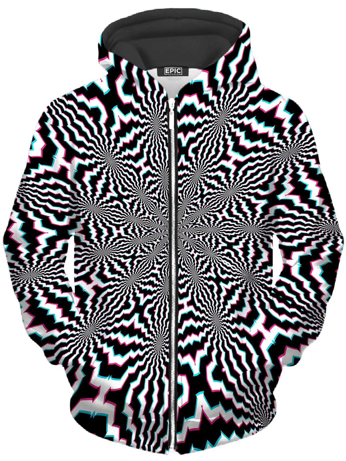 Fractal Ripples Unisex Zip-Up Hoodie -Moonbestprint