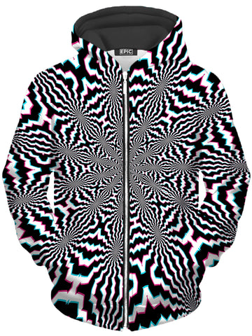 Fractal Ripples Unisex Zip-Up Hoodie -Moonbestprint