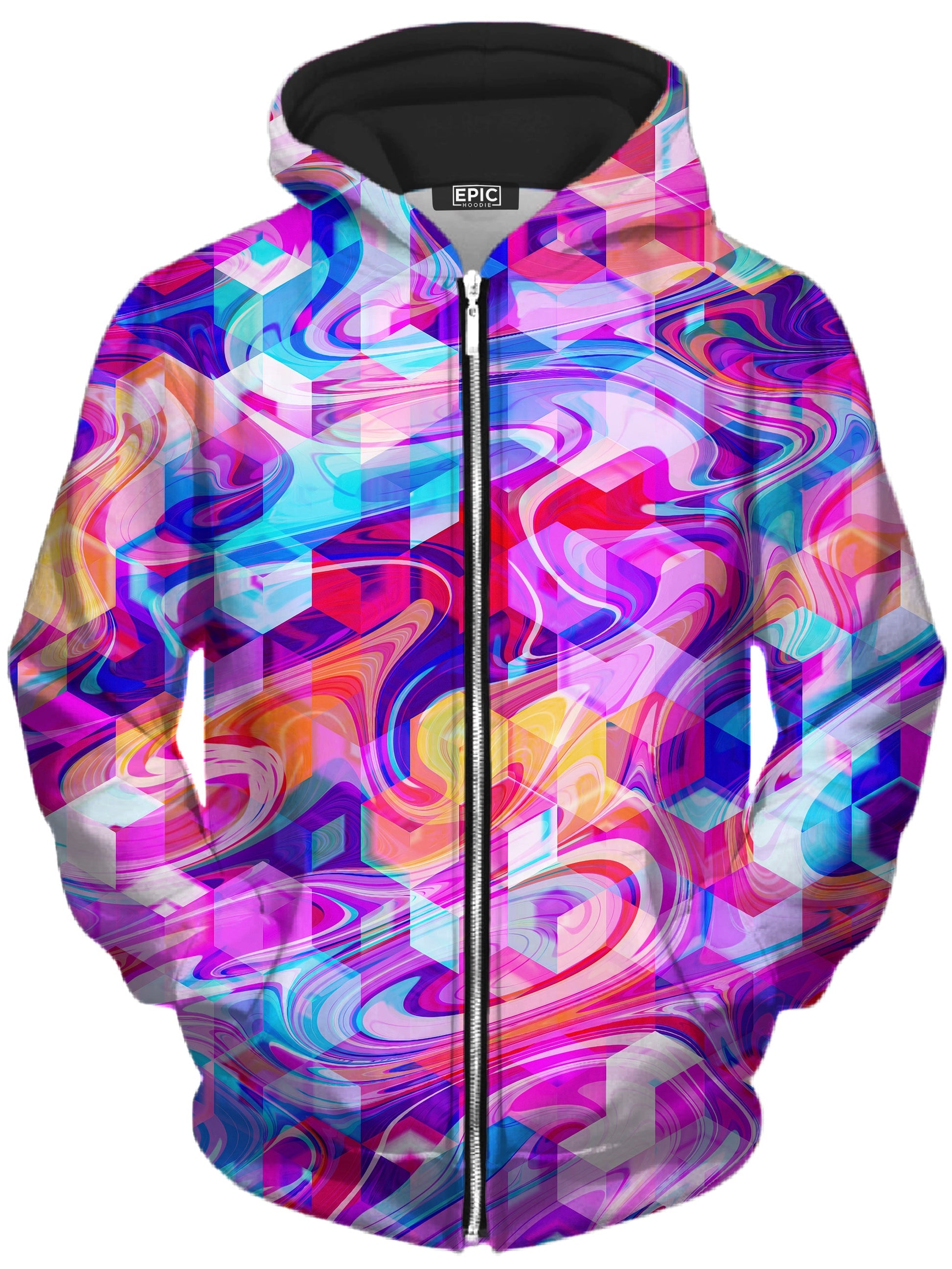 Cubic Drop Unisex Zip-Up Hoodie -Moonbestprint