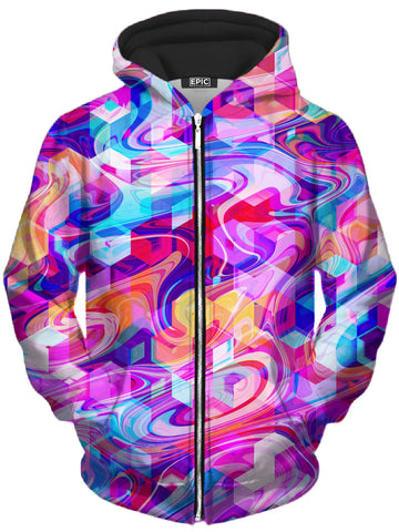 Cubic Drop Unisex Zip-Up Hoodie -Moonbestprint