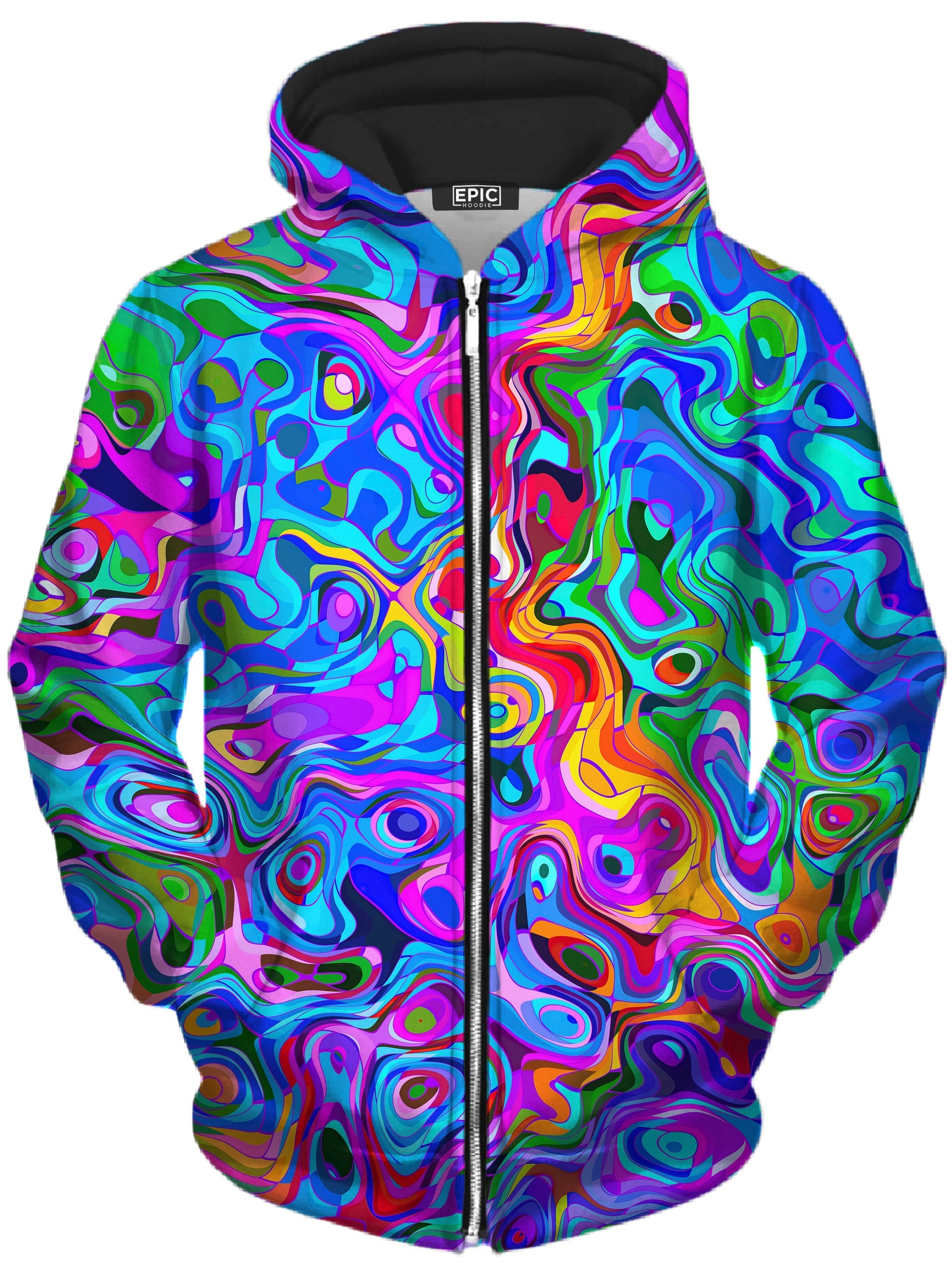 Rainbow Ripples Unisex Zip-Up Hoodie -Moonbestprint