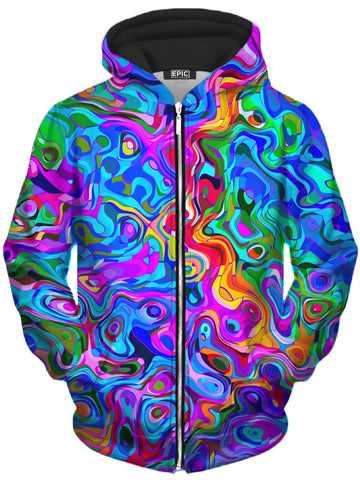 Rainbow Ripples Unisex Zip-Up Hoodie -Moonbestprint