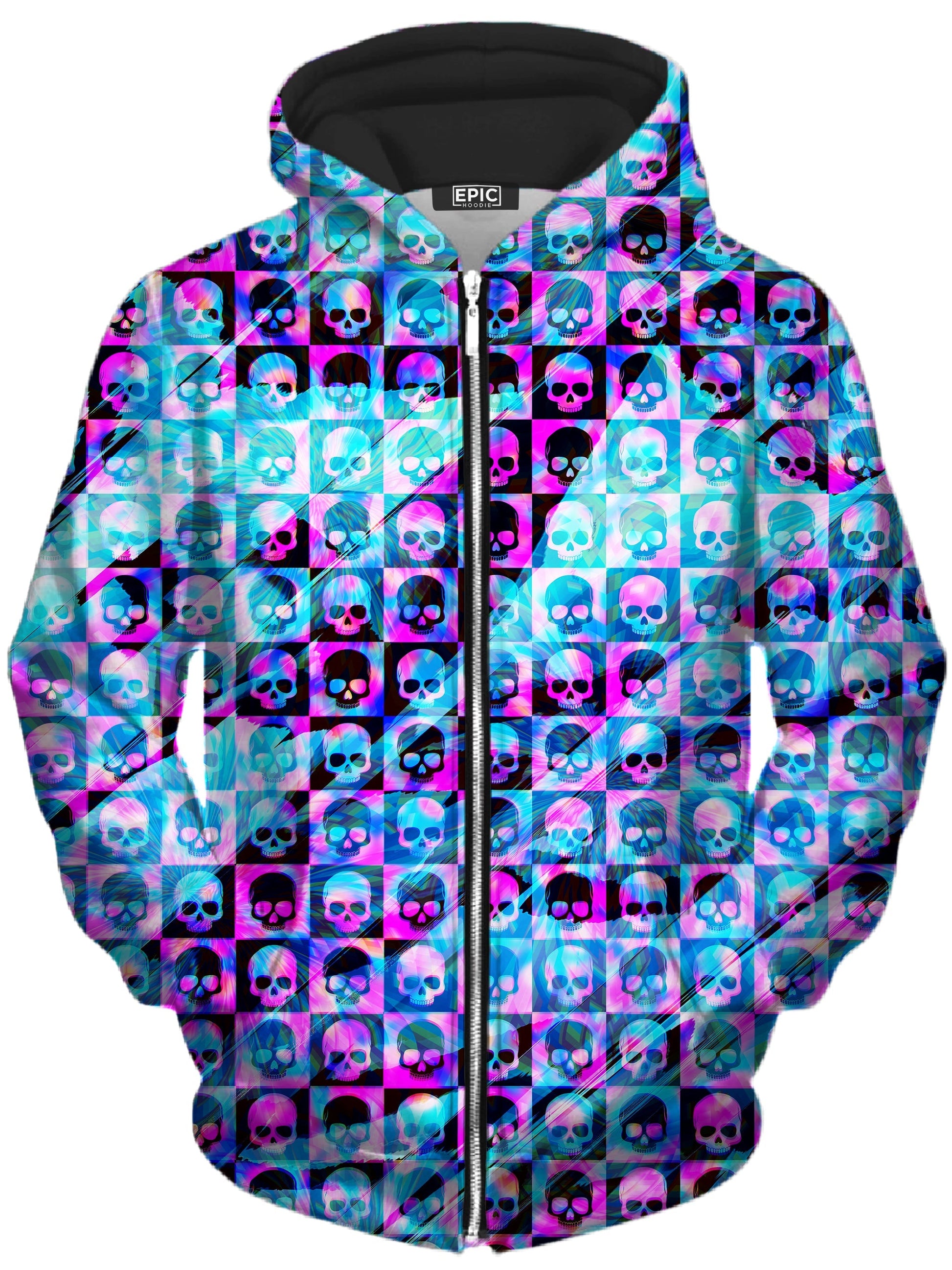 Skull Fam Blue Unisex Zip-Up Hoodie - Moonbestprint