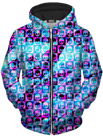 Skull Fam Blue Unisex Zip-Up Hoodie - Moonbestprint