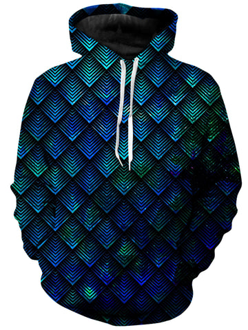 Galactic Dragon Scale Teal Unisex Hoodie -Moonbestprint