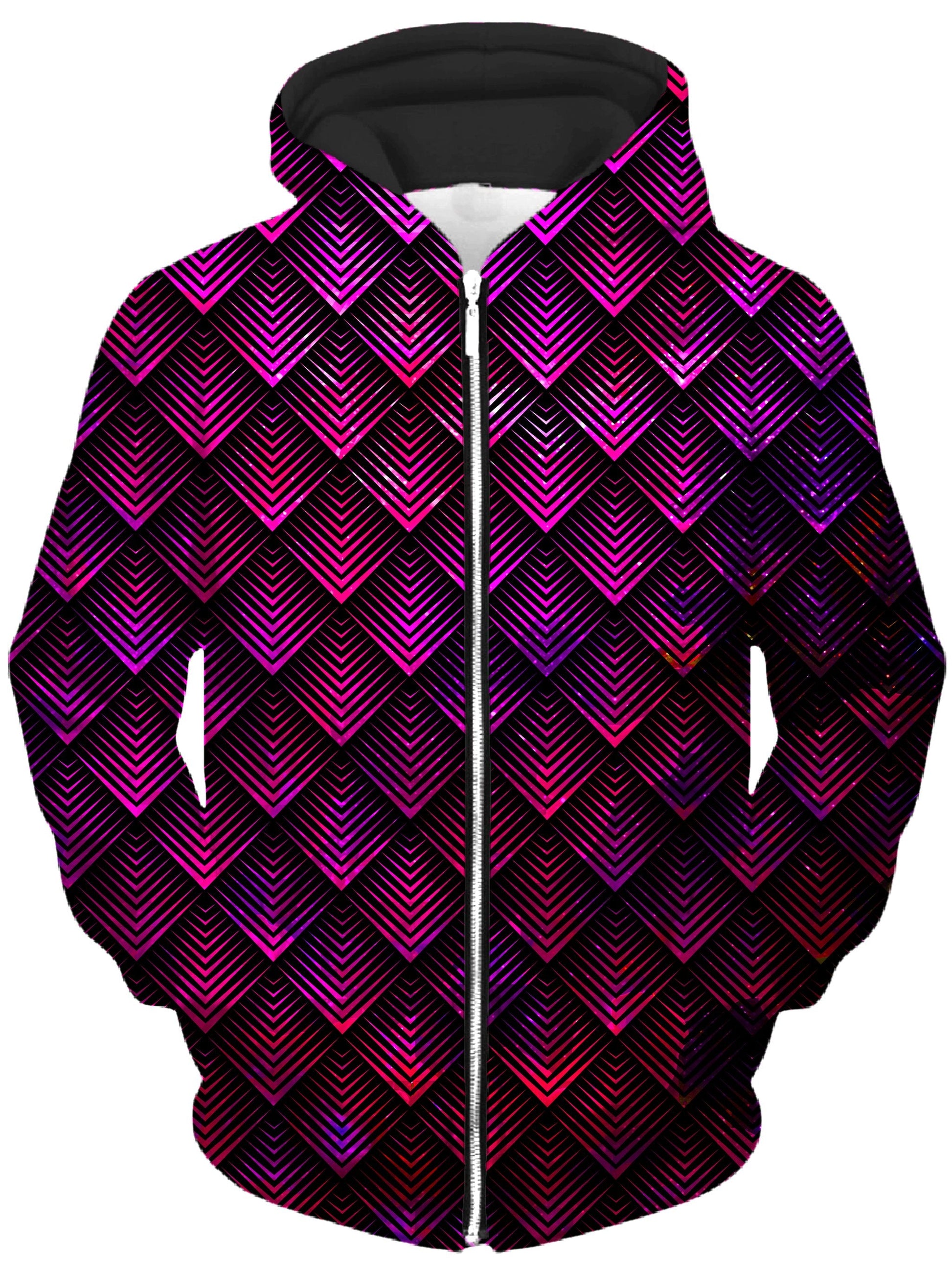 Galactic Dragon Scale Pink Unisex Zip-Up Hoodie -Moonbestprint