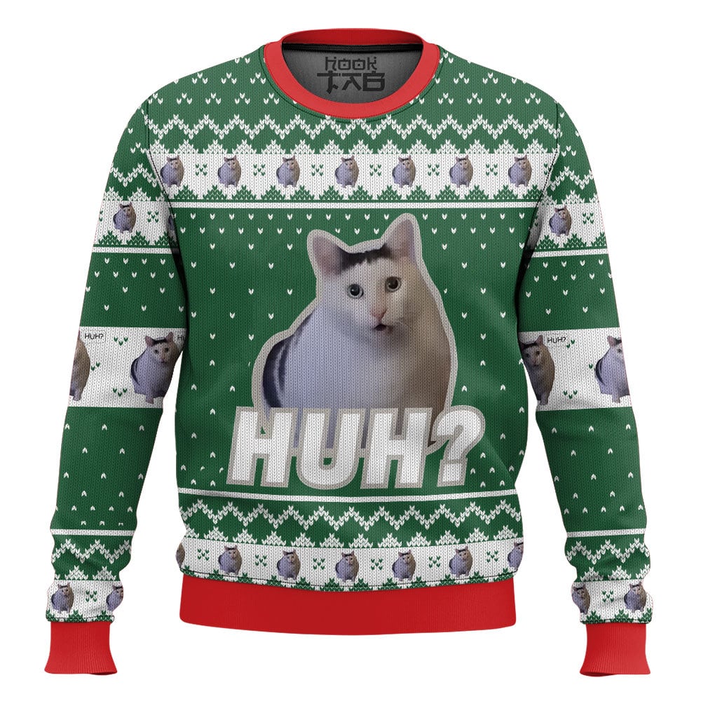 Huh? Cat meme Christmas Ugly Sweater – Moonbestprint