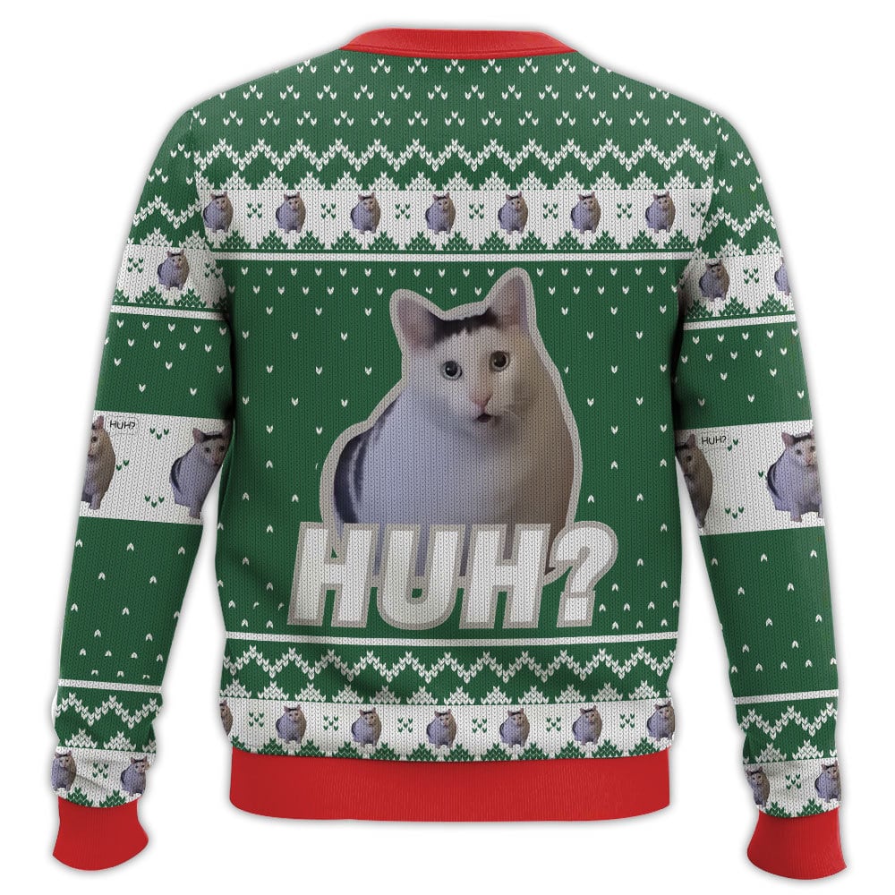 Huh? Cat meme Christmas Ugly Sweater – Moonbestprint