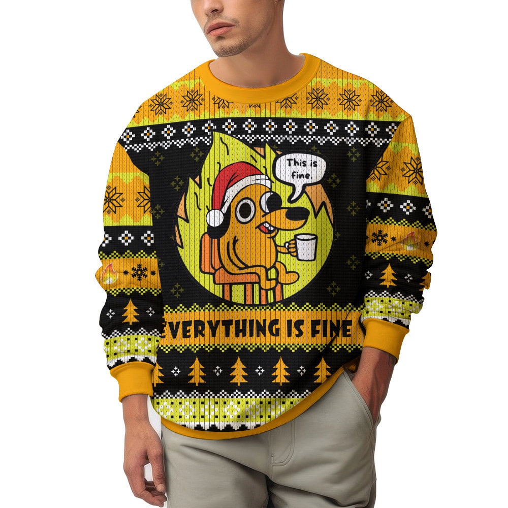 This is Fine Meme Christmas Ugly Sweater – Moonbestprint