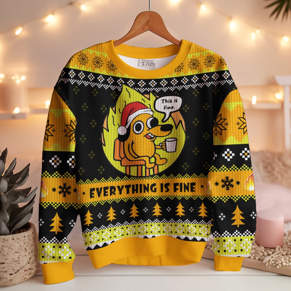 This is Fine Meme Christmas Ugly Sweater – Moonbestprint