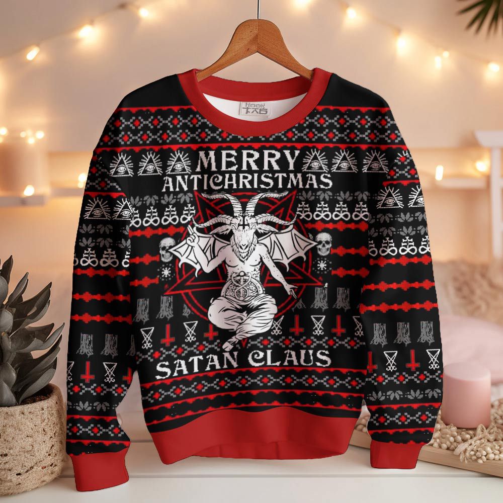 Satanic Merry Antichristmas - Satan Claus Ugly Sweater – Moonbestprint
