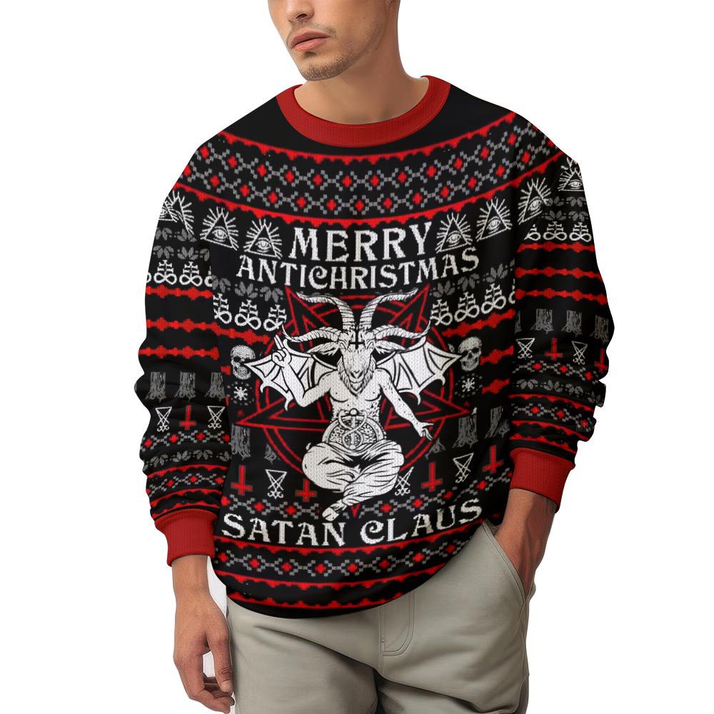 Satanic Merry Antichristmas - Satan Claus Ugly Sweater – Moonbestprint