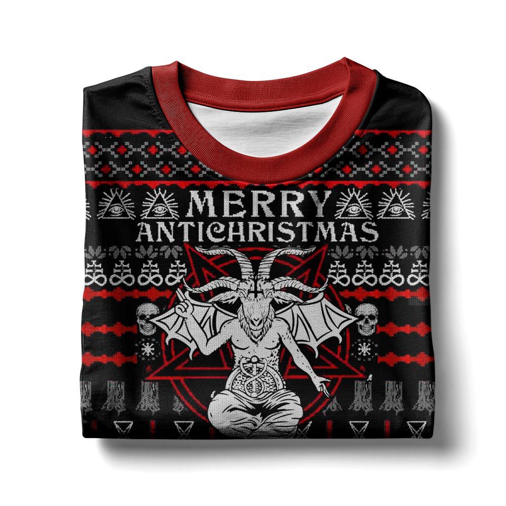 Satanic Merry Antichristmas - Satan Claus Ugly Sweater – Moonbestprint