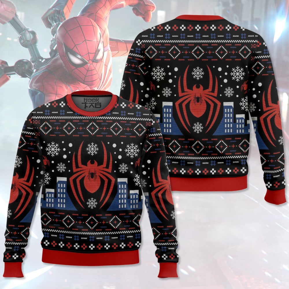 Spiderman,New York City Christmas Ugly Sweater – Moonbestprint