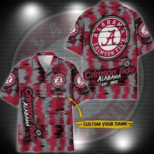 Alabama Crimson Tide Aloha Hawaiian Shirt Custom Your Name, NCAA Hawaiian Shirt Moonbestprint