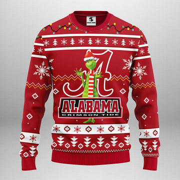 Alabama Crimson Tide Funny Grinch Ugly Christmas Sweater, Grinch Xmas Sweater, NFL Ugly Sweater Moonbestprint