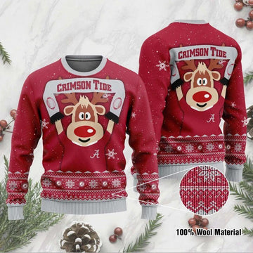 Alabama Crimson Tide Funny Ugly Christmas Sweater, NCAA Christmas Sweater Moonbestprint