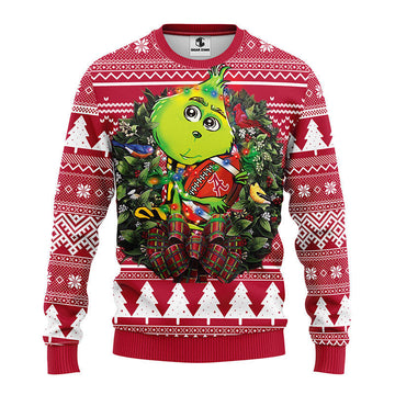 Alabama Crimson Tide Grinch Hug Ugly Christmas Sweater, Grinch Xmas Sweater, NFL Ugly Sweater Moonbestprint