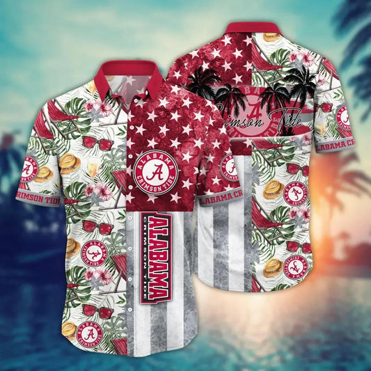Alabama Crimson Tide NCAA Flower Aloha Hawaiian Shirt 10, NCAA Hawaiian Shirt Moonbestprint