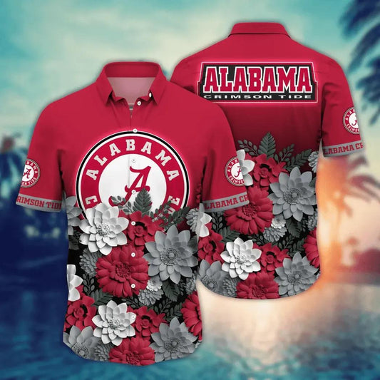Alabama Crimson Tide NCAA Flower Aloha Hawaiian Shirt 12, NCAA Hawaiian Shirt Moonbestprint