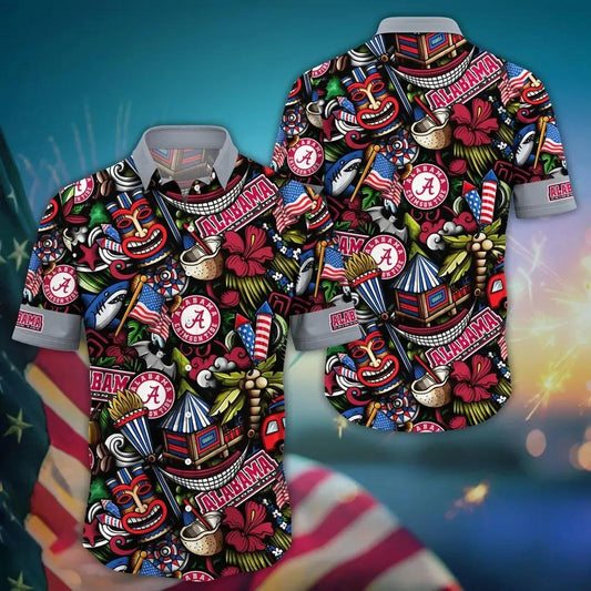 Alabama Crimson Tide NCAA Flower Aloha Hawaiian Shirt 13, NCAA Hawaiian Shirt Moonbestprint