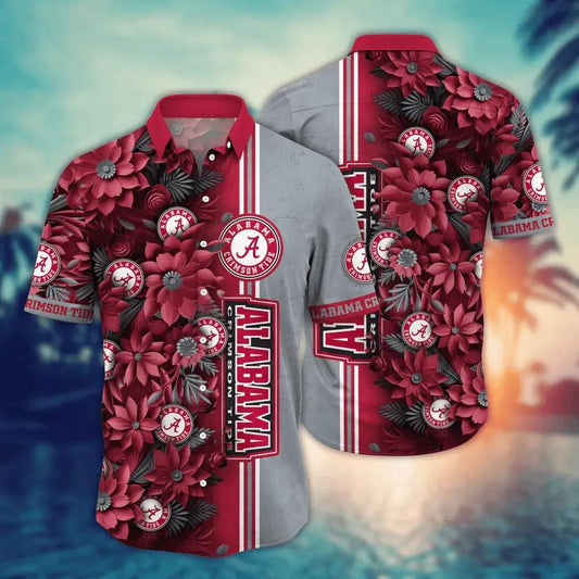 Alabama Crimson Tide NCAA Flower Aloha Hawaiian Shirt 4, NCAA Hawaiian Shirt Moonbestprint
