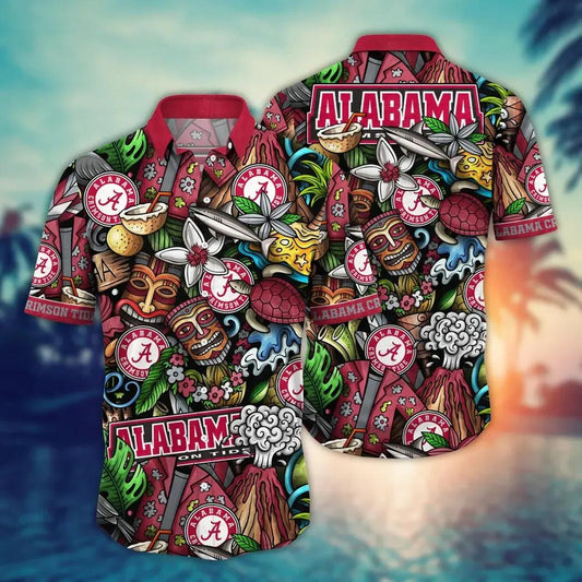 Alabama Crimson Tide NCAA Flower Aloha Hawaiian Shirt 6, NCAA Hawaiian Shirt Moonbestprint