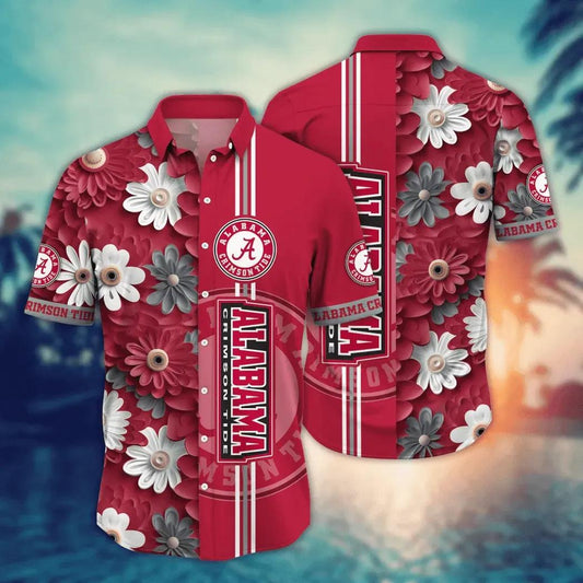 Alabama Crimson Tide Style Hot Trending Summer NCAA Flower Aloha Hawaiian Shirt, NCAA Hawaiian Shirt Moonbestprint