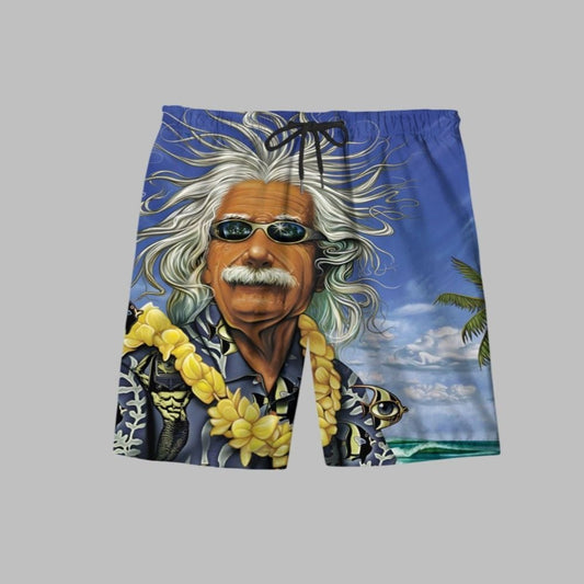 Albert Einstein Chilling On The Beach Hawaiian Short - Moonbestprint