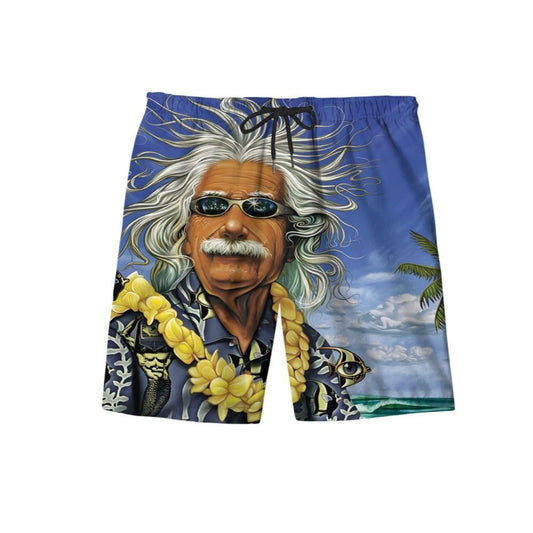 Albert Einstein Chilling On The Beach Hawaiian Short - Moonbestprint