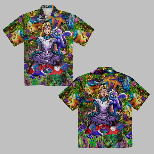 Alice in Wonderland Hawaiian Print Shirt - Moonbestprint